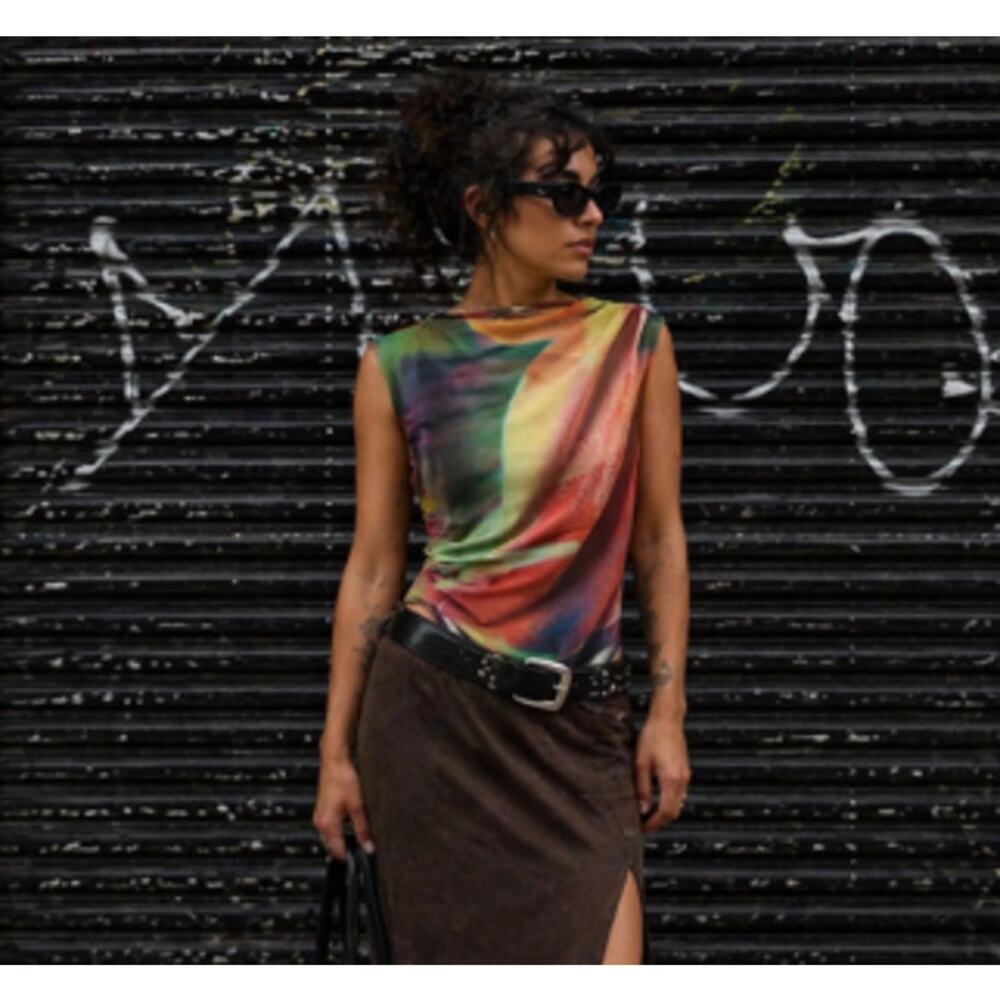 Zara Sz S Abstract Colorful Bodysuit Indie Sleaze / Grunge Fairy / 90s Hippie